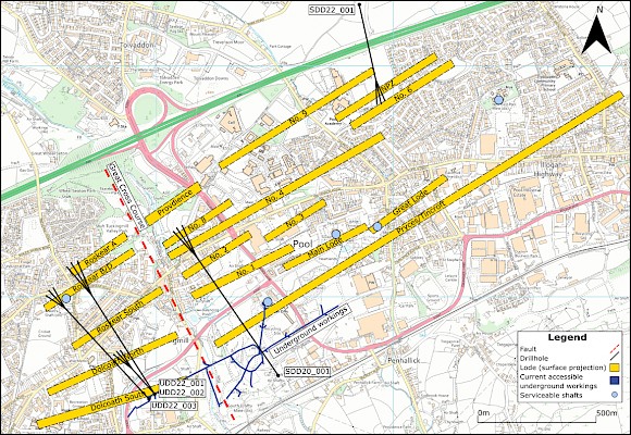 Figure 1.  Map showing the locations of drill holes for the current metallurgical drill programme