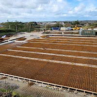 The shuttering and steel reinforcement for the concrete foundation slab for the Water Treatment Plant